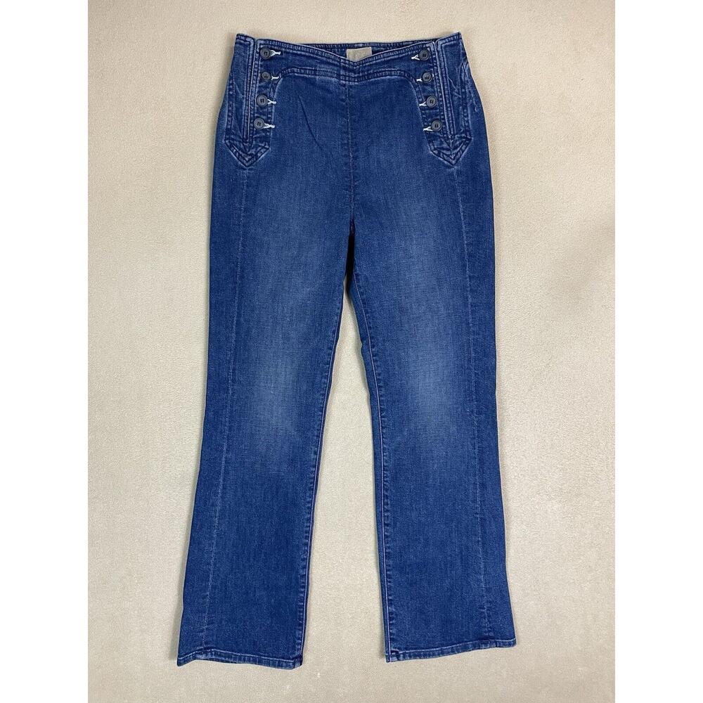 Mother Jeans‎ Womens 28 Blue Sailor Tripper Flared High Rise Side Button Fly